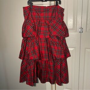 Antonio Melani red plaid tiered skirt size 18